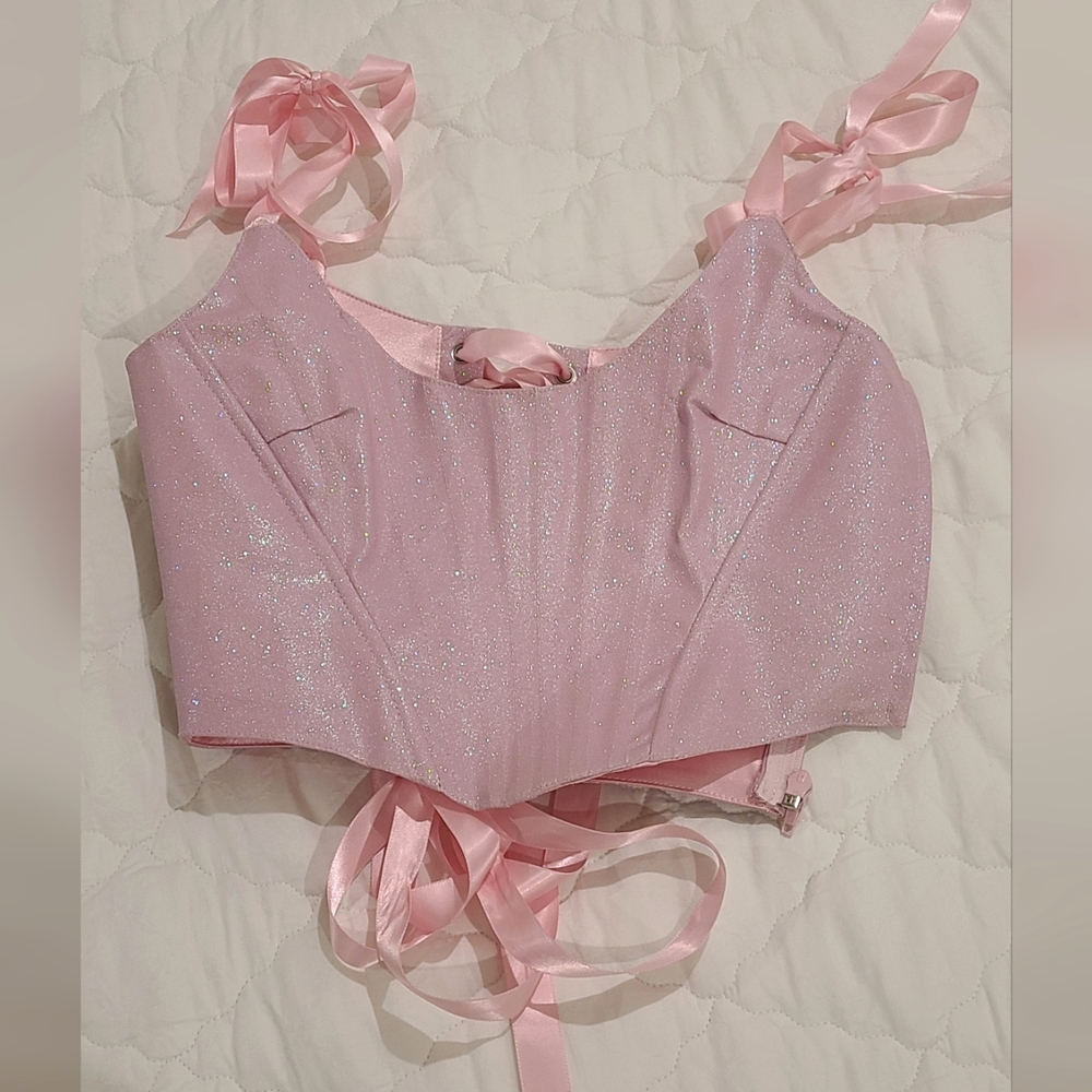 Sugar Thrillz / Dolls Kill pink glitter corset